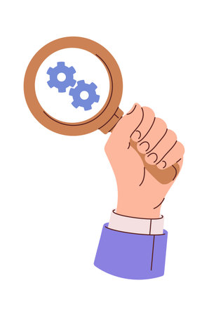 Business hand holding magnifying glassのイラスト素材