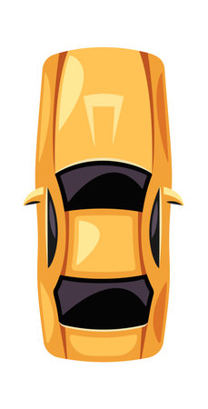 Retro car yellow vehicle overheadのイラスト素材