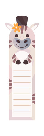 Kawaii zebra cartoon bookmark designのイラスト素材