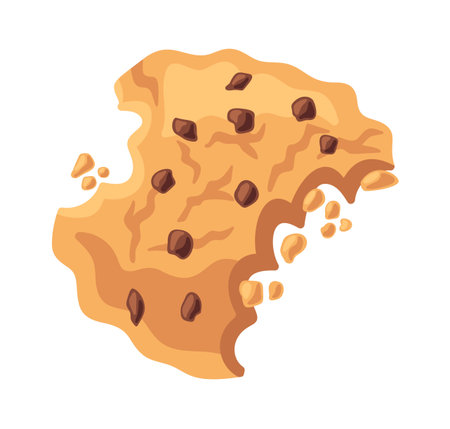 Deliciously bitten chocolate chip cookieのイラスト素材