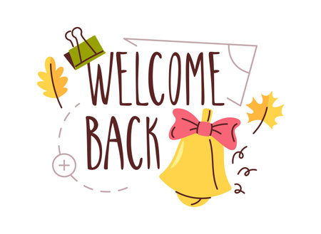 Welcome back to school labelのイラスト素材