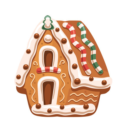 Gingerbread house traditional Christmas biscuitのイラスト素材