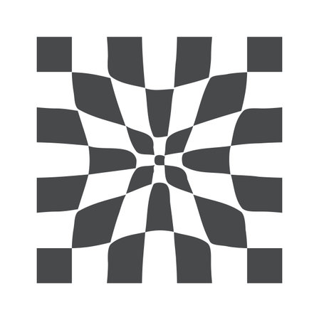 Checkered square psychedelic wavy formのイラスト素材