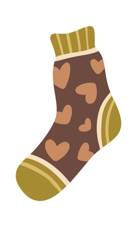 Winter sock with romantic printのイラスト素材