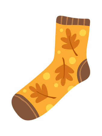 Winter sock oak leaves printのイラスト素材