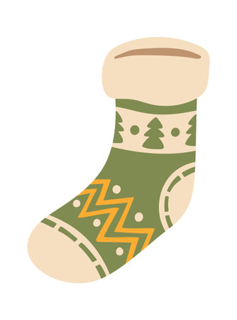 Cozy Christmas sock festive knittedのイラスト素材