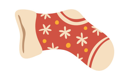Red winter sock with snowflakesのイラスト素材