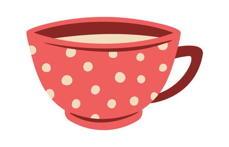 Cute red tea cup tablewareのイラスト素材