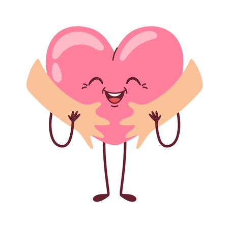 Human hands hugging heart emoticonのイラスト素材
