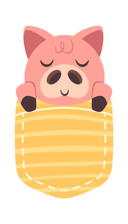 Cute pig sleeping under blanketのイラスト素材
