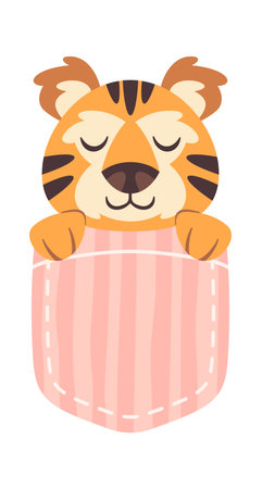Lovely tiger sleeping under blanketのイラスト素材