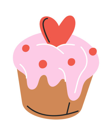 Valentines day cupcake hand drawn