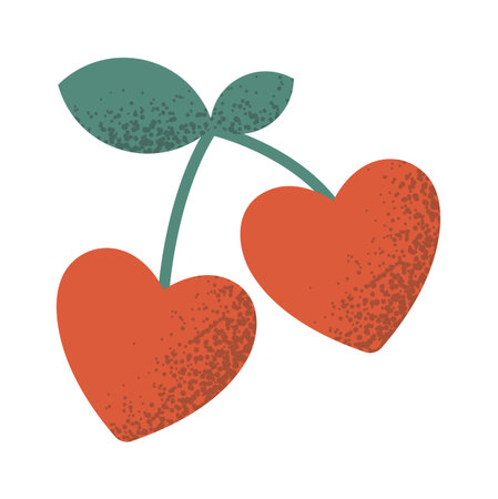 Romantic heart shaped berries bunchのイラスト素材