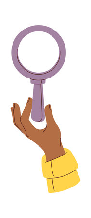 Magnifying glass in human handのイラスト素材