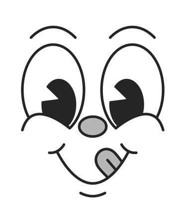 Cute comic face licking lipsのイラスト素材