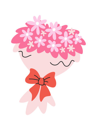 Valentines day flower bouquet giftのイラスト素材