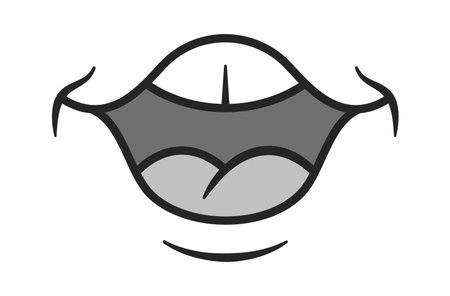 Surprised mouth cute comic emoticonのイラスト素材