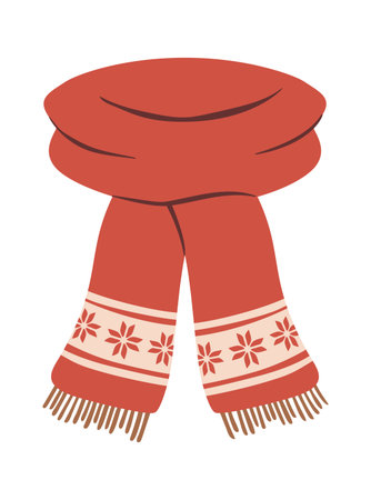 Red winter scarf folk printのイラスト素材