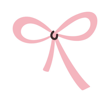 Pink sating ribbon bow stickerのイラスト素材
