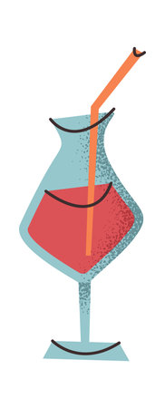 Cocktail glass girl aesthetic stickerのイラスト素材