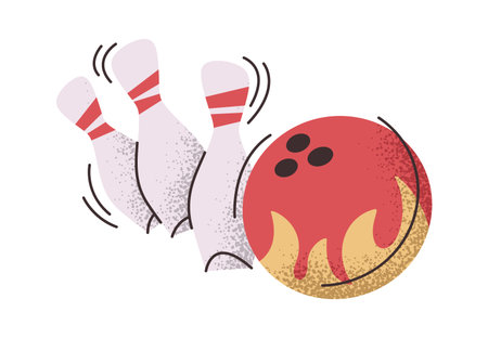 Bowling ball knocks down pinsのイラスト素材