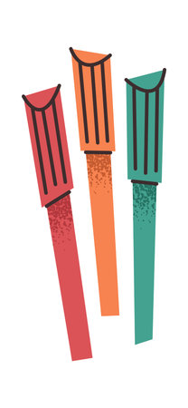 Red, orange, green felt-tip pensのイラスト素材
