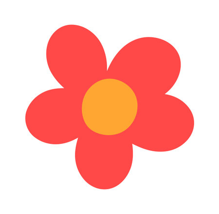 Flower with five petal and round core resembles a daisy in bold shapesのイラスト素材