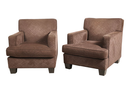 Two brown armchairs isolated on white background. 3d rendering.の写真素材