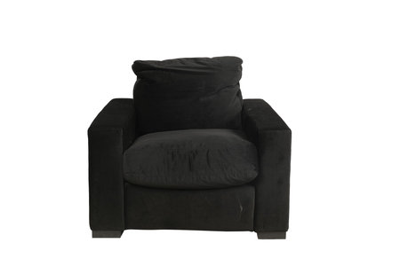 Modern black armchair isolated on white background. Including clipping path.の写真素材