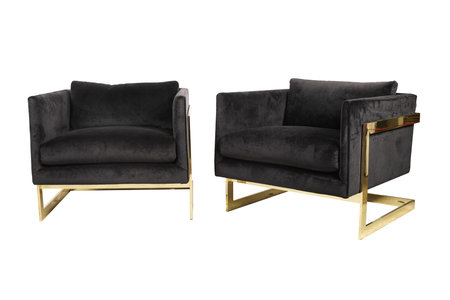 Black leather armchairs isolated on white background. 3d render.の写真素材