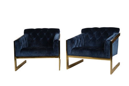 two blue velvet armchairs isolated on white background. 3d renderの写真素材