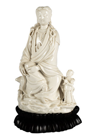 Statue of Buddha isolated on white background, clipping path included.の写真素材