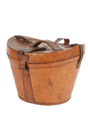 Old brown box isolated on white background. Clipping path included.の写真素材