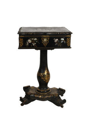 Antique Antique Table isolated on white background with clipping path.の写真素材