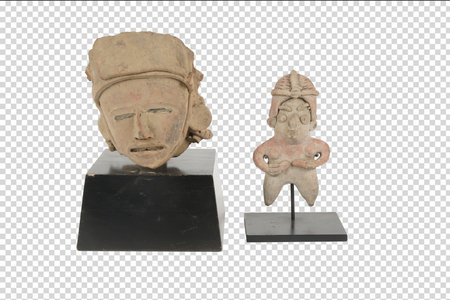 Ancient Egyptian statue on a transparent background. 3d Rendering.の写真素材