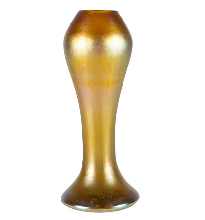 Vintage gold vase isolated on white background. Clipping path included.の写真素材