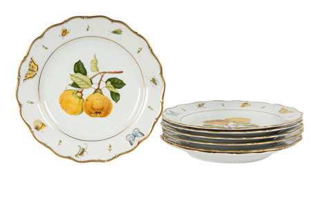 two porcelain plates isolated on a white background with clipping pathの写真素材