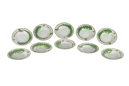 plate set on white background. 3d rendering, clipping path includedの写真素材