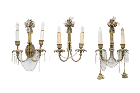 Set of antique candlestick isolated on white background with clipping pathの写真素材