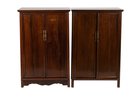 Old wooden cabinet isolated on white background. Clipping path included.の写真素材