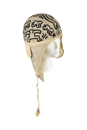 White mannequin head with mask isolated on a white background.の写真素材