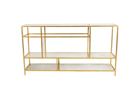 golden shelf isolated on white background with clipping path and work pathの写真素材