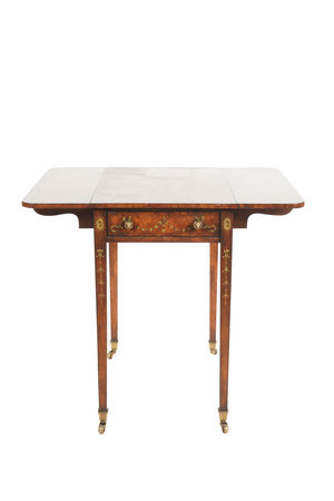 Old wooden table isolated on a white background. Clipping path included.の写真素材