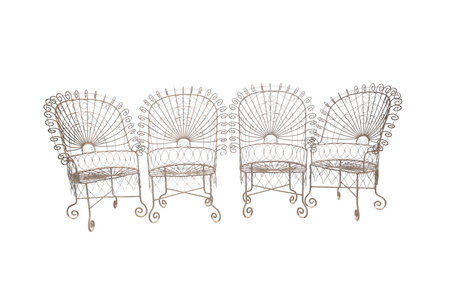 Wicker chairs isolated on a white background. Vector illustration of armchairs.の写真素材