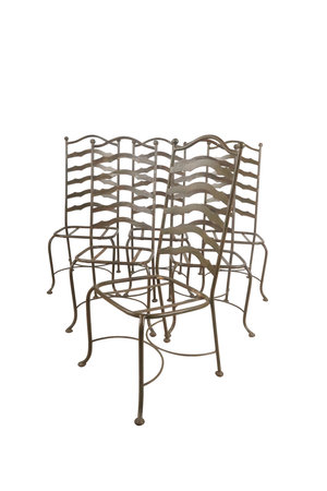 Wooden chairs isolated on white background. 3d render illustration.の写真素材