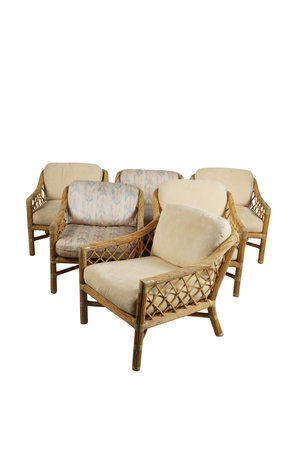 Wicker armchairs isolated on white background. Clipping Path included.の写真素材