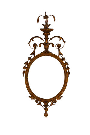 Antique mirror isolated on white background. 3d rendering. Computer digital drawing.の写真素材