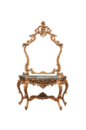 Vintage mirror isolated on white background with clipping path, antique furnitureの写真素材