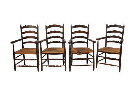 Wooden chairs isolated on white background. Clipping path included.の写真素材
