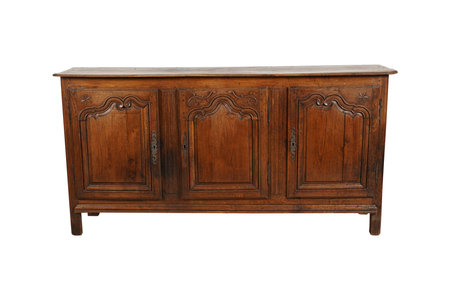 Wooden cabinet isolated on white background. Clipping path included.の写真素材